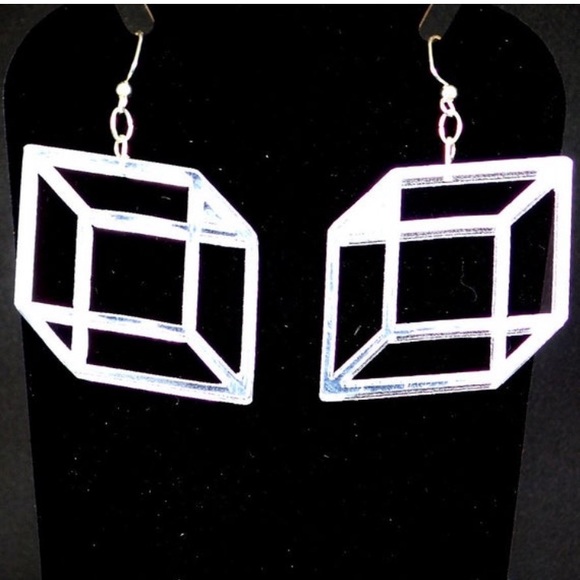 Transparent Prism Earrings - Trigonal Lucite - Picture 4 of 7